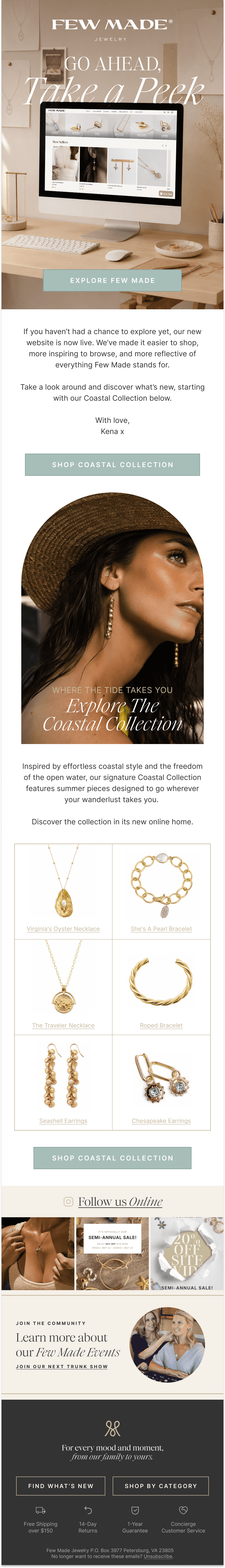 Full email design created by ZHS Ecom for Few Made Jewelry