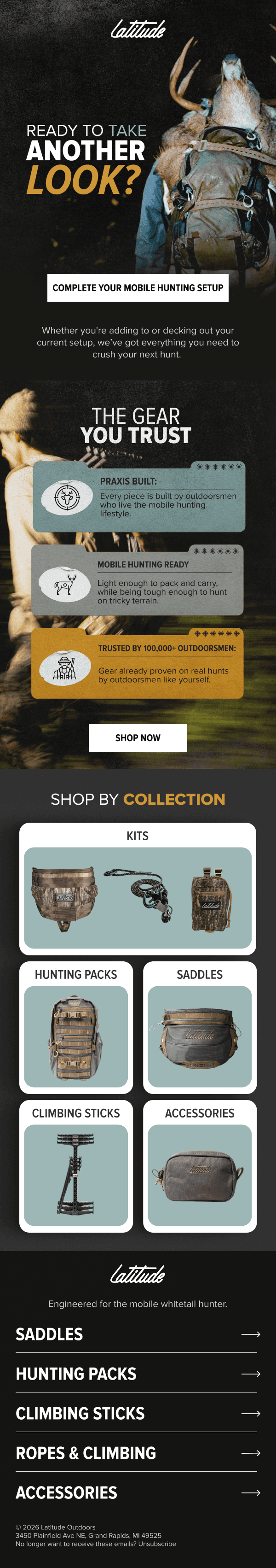 Full email design created by ZHS Ecom for Latitude Outdoors