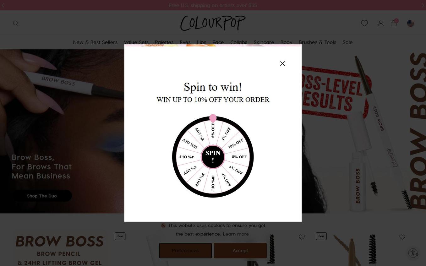 ColourPop - Initial Page Load With Popup
