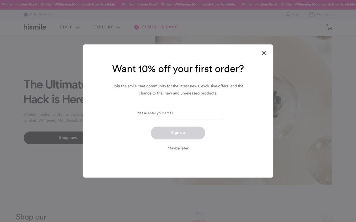 Hismile - Popup Appeared Email Step