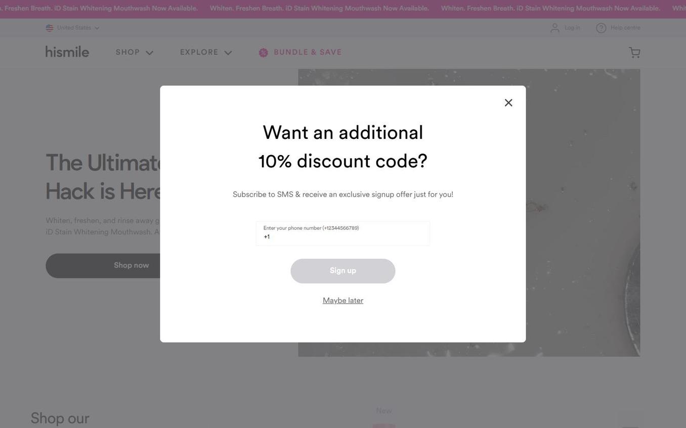 Hismile - Popup Phone Step BEFORE