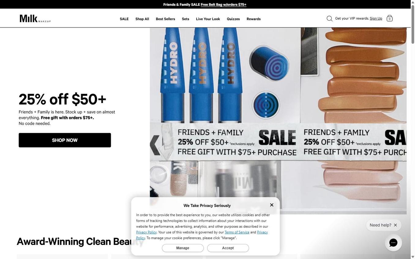 Milk Makeup - Initial Page Load