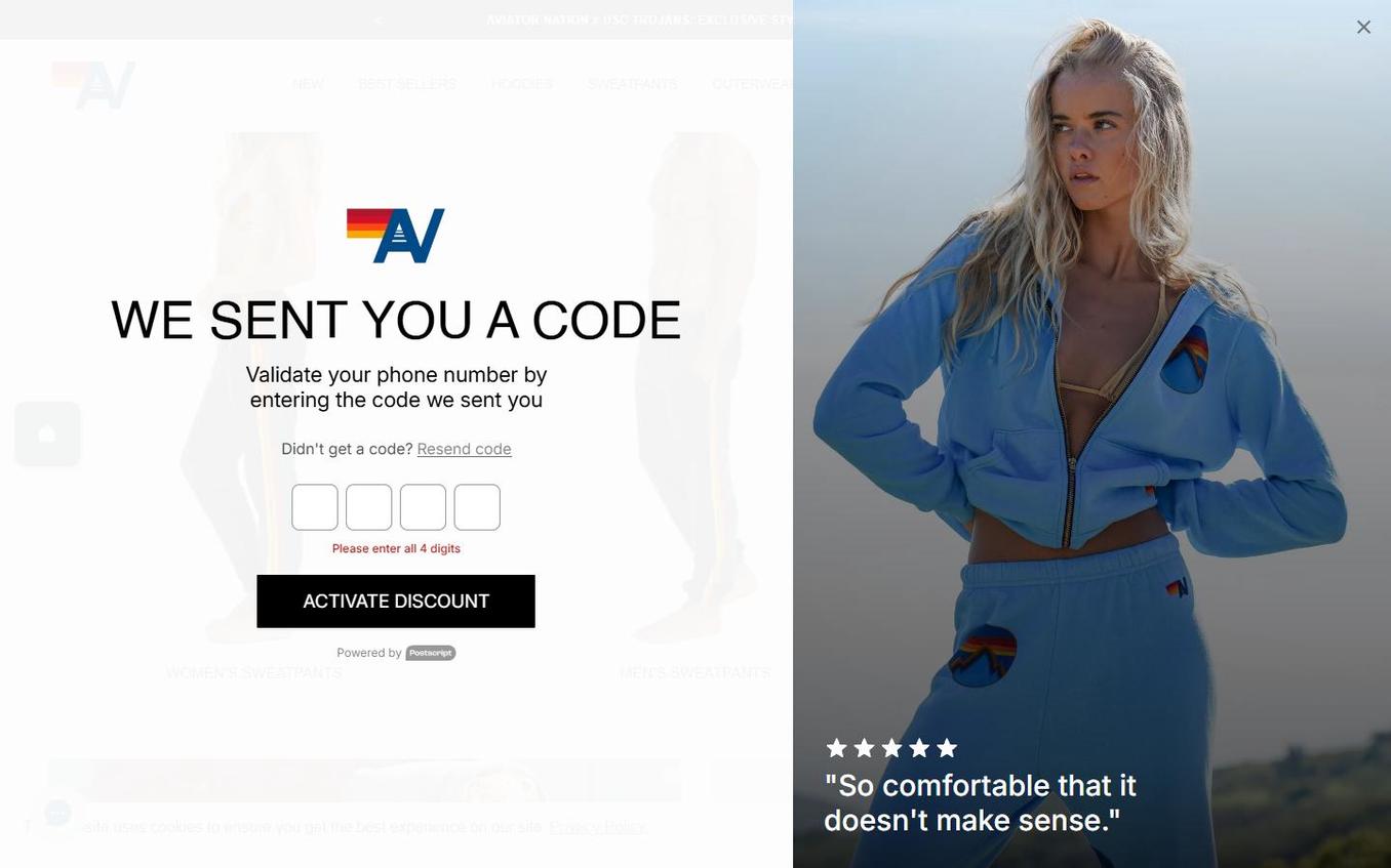 Aviator Nation - Step4 Sms Verification Error
