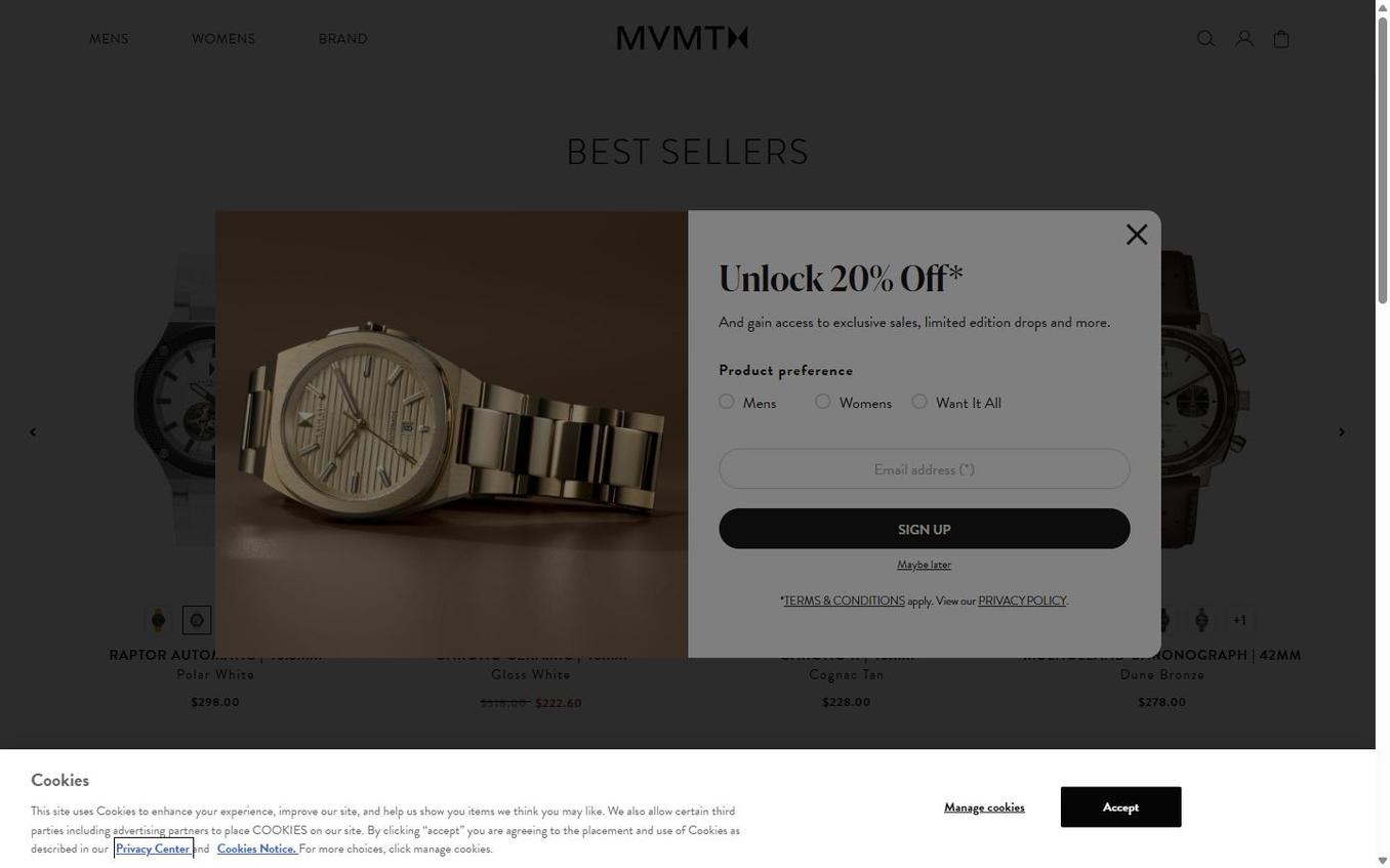MVMT Watches - Initial Page With Popup