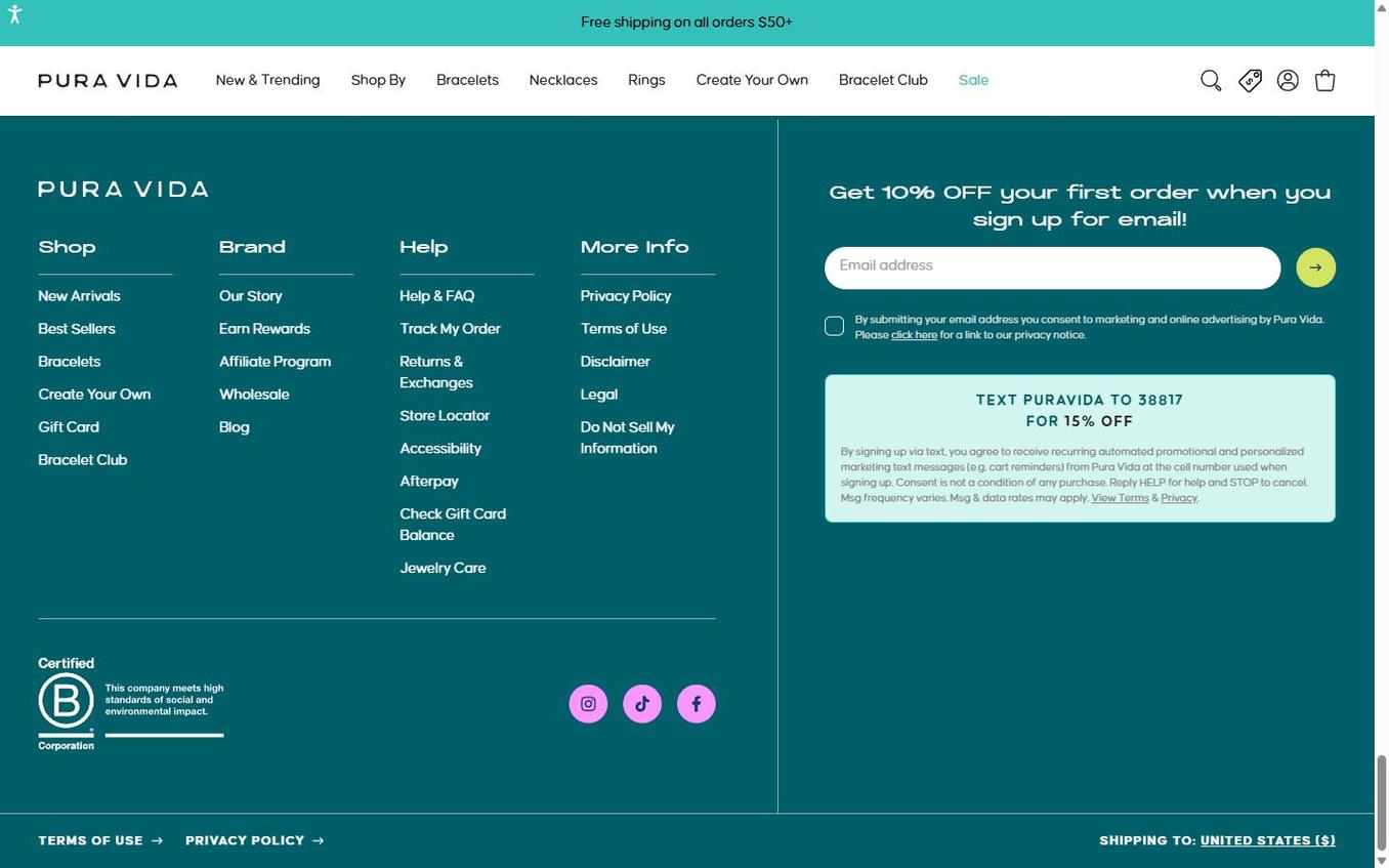 Pura Vida - Footer Email Signup