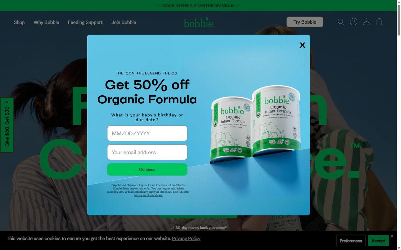 Bobbie - Popup Step2 Birthday Email Form