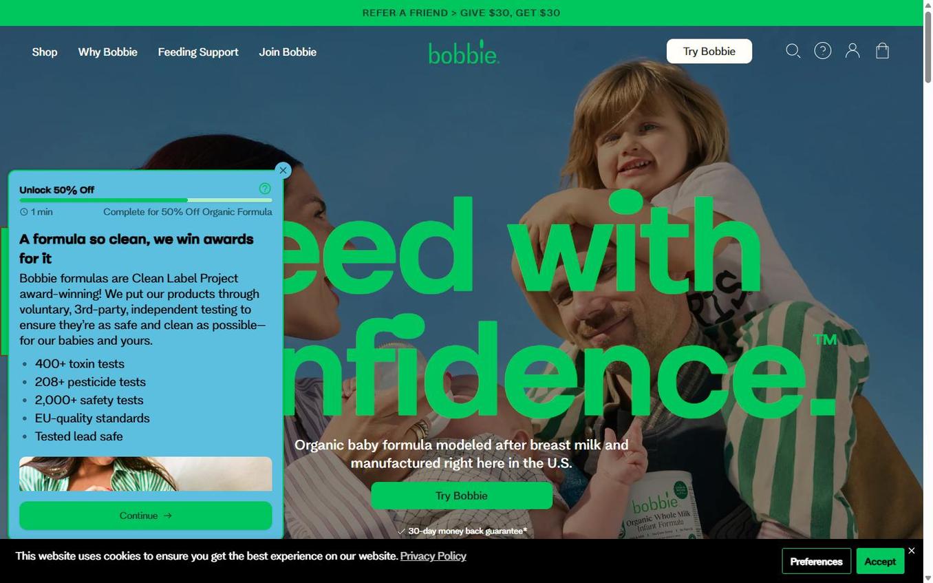 Bobbie - Popup Step7 Awards Clean Label