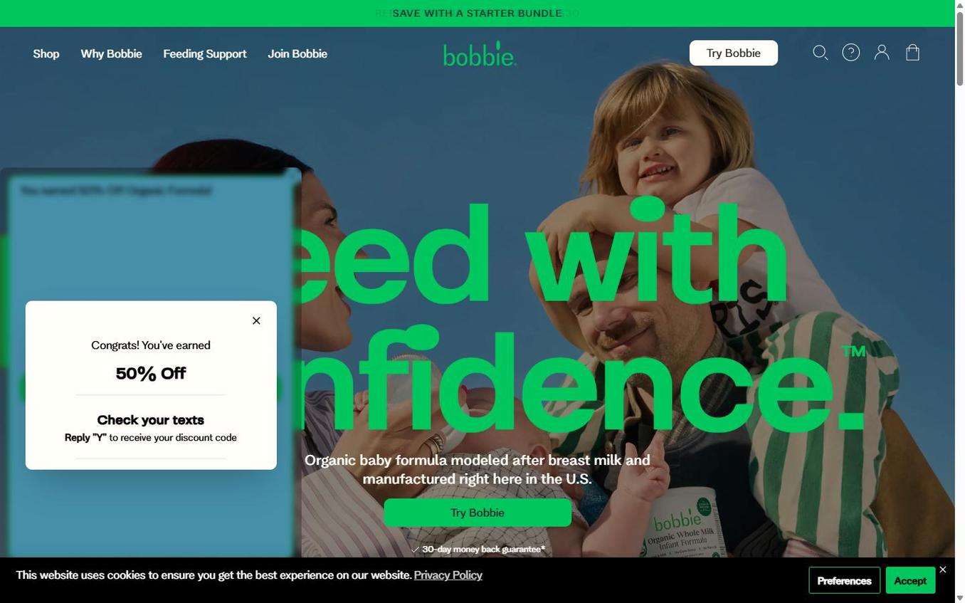 Bobbie - Popup Sms Confirmation Check Texts