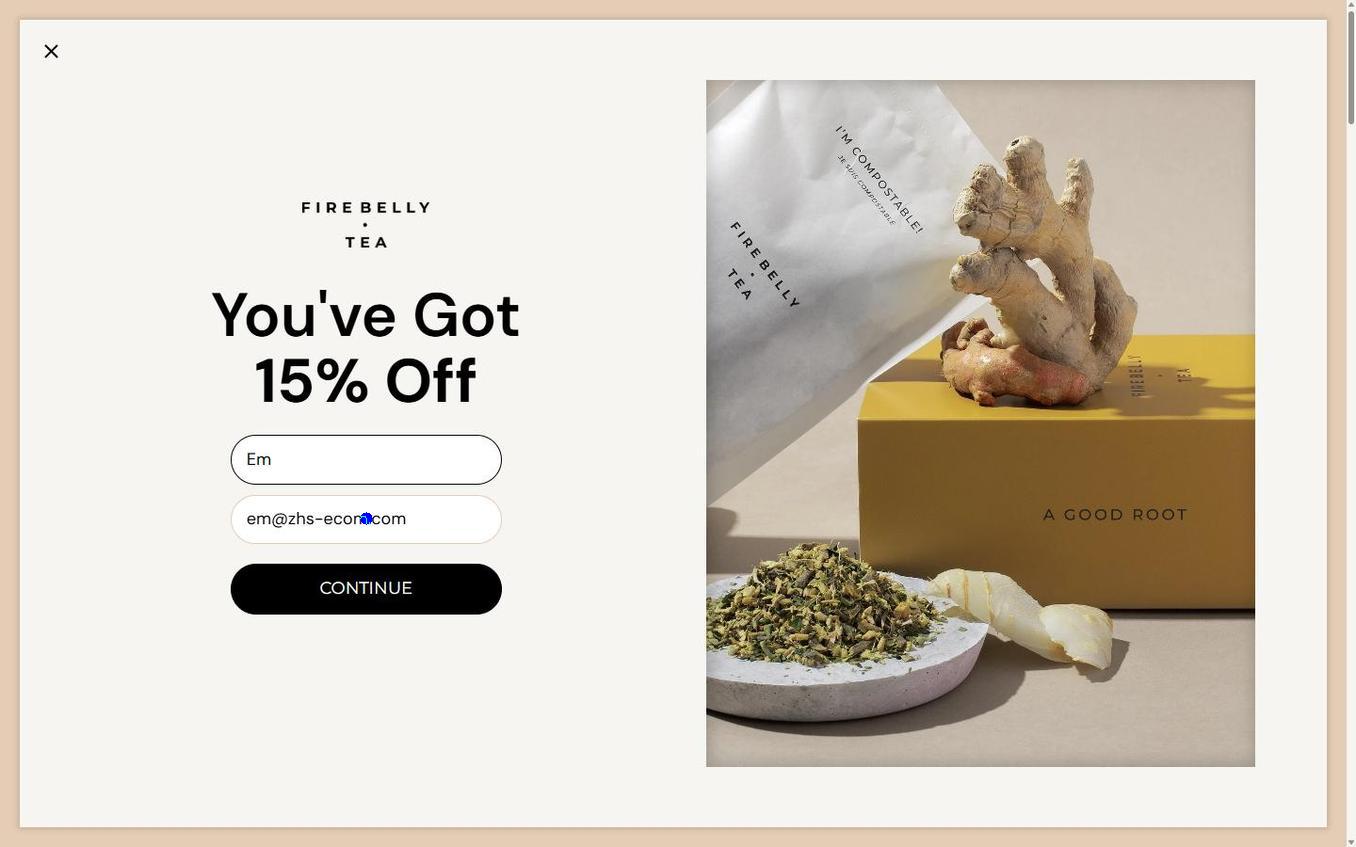 Firebelly Tea - Popup Step2 Email Filled Before Submit