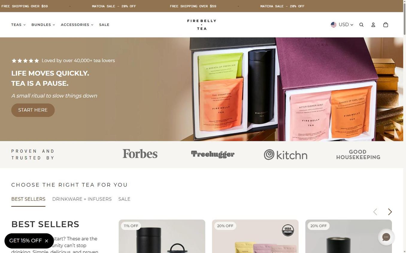 Firebelly Tea - Homepage With Teaser Bar Bottom