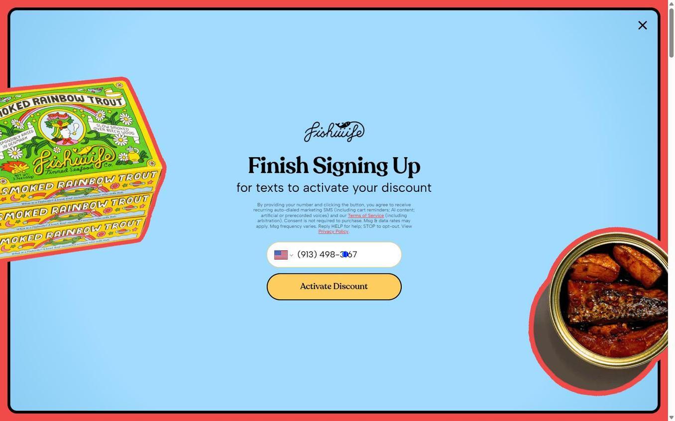 Fishwife - Popup Step3 Phone Entered