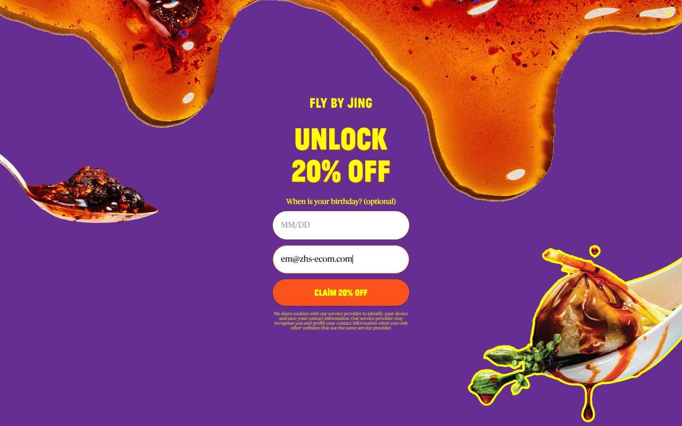 Fly By Jing - Popup Step2 Email Filled