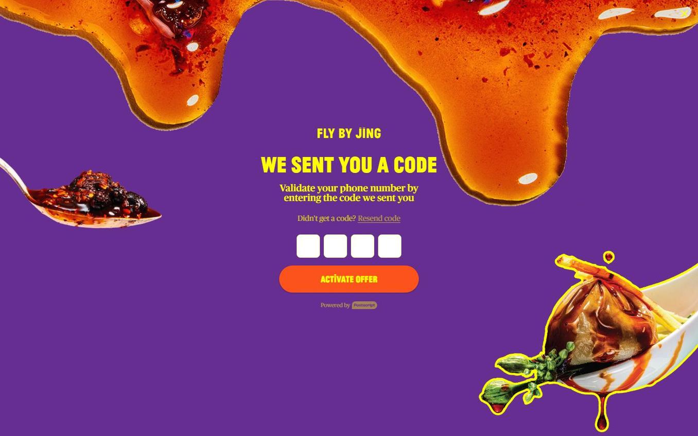 Fly By Jing - Popup Step4 Phone Verification Code