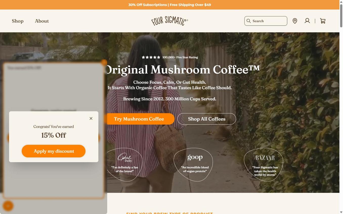 Four Sigmatic - Popup Apply Discount Confirmation