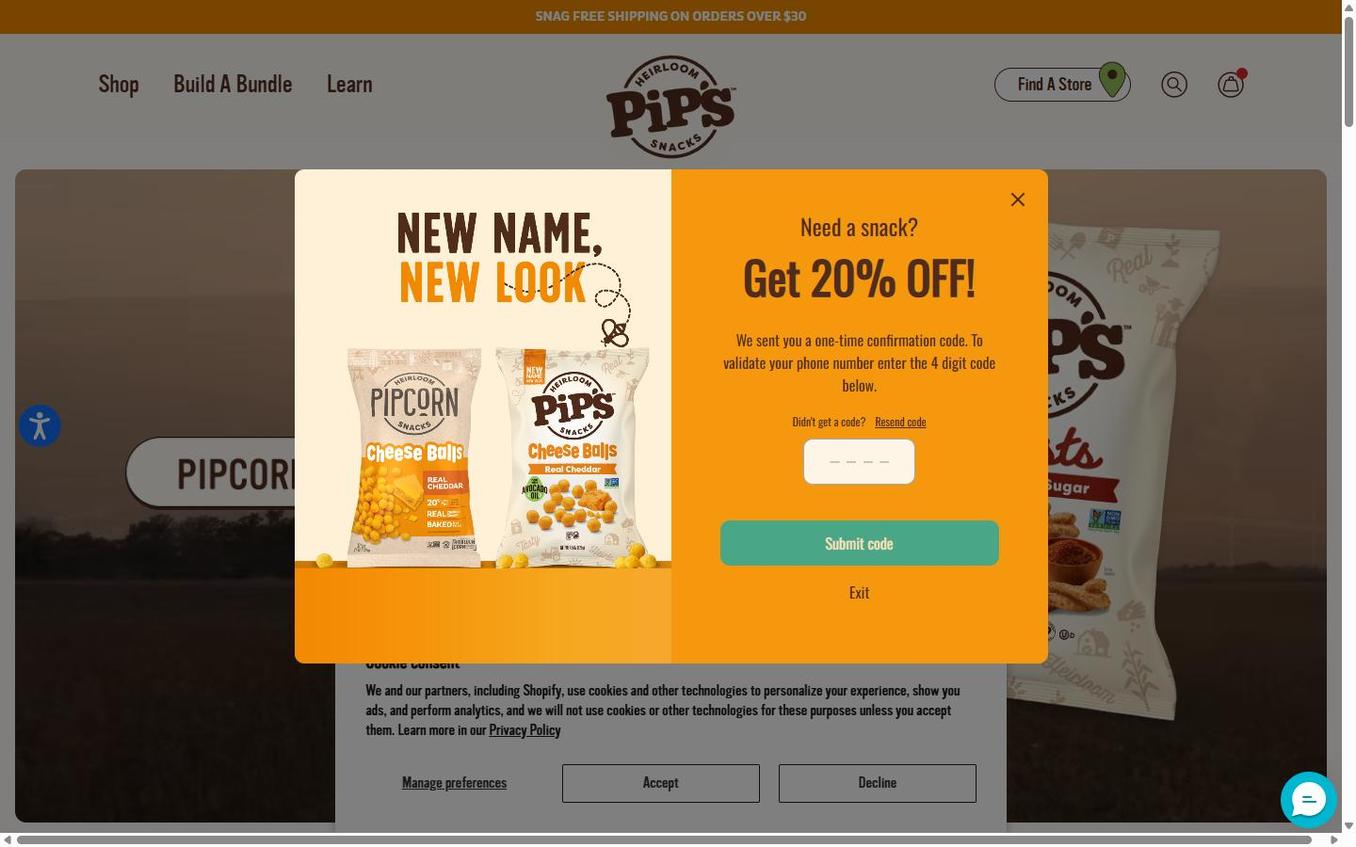 Pipcorn - Popup Step3 Sms Code Entry
