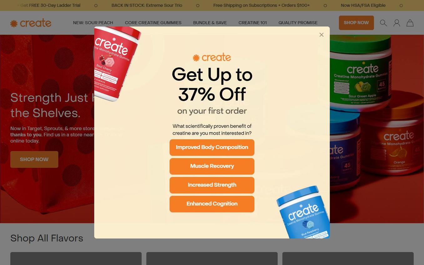 Create Wellness - Page Loaded Popup Step1 Survey