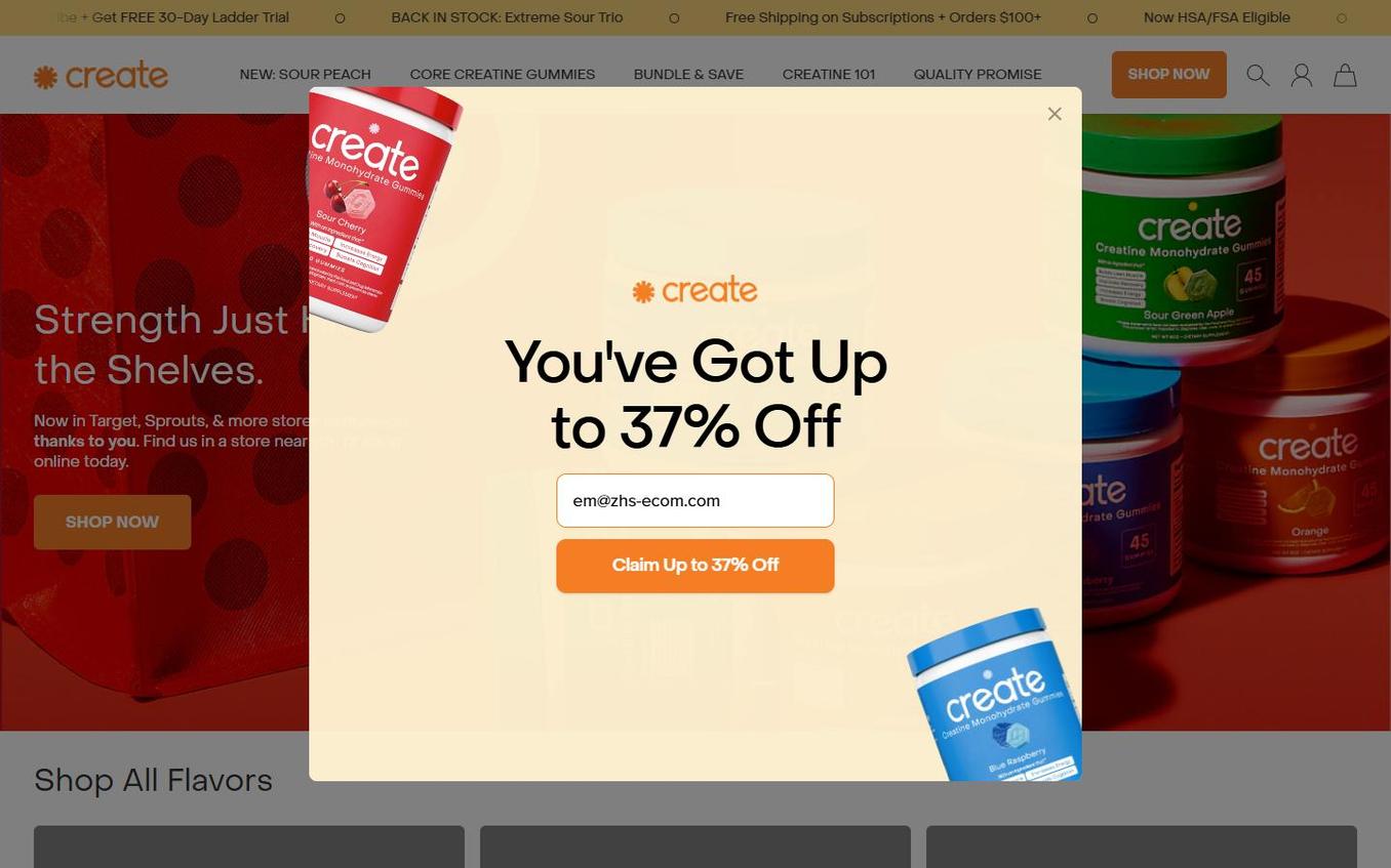 Create Wellness - Popup Step2 Email Filled