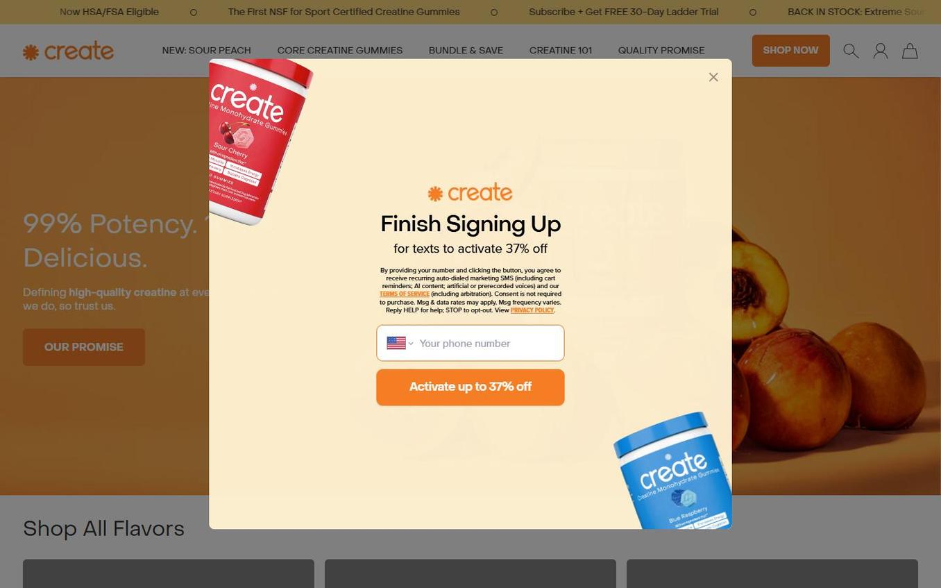 Create Wellness - Popup Step3 Phone Input