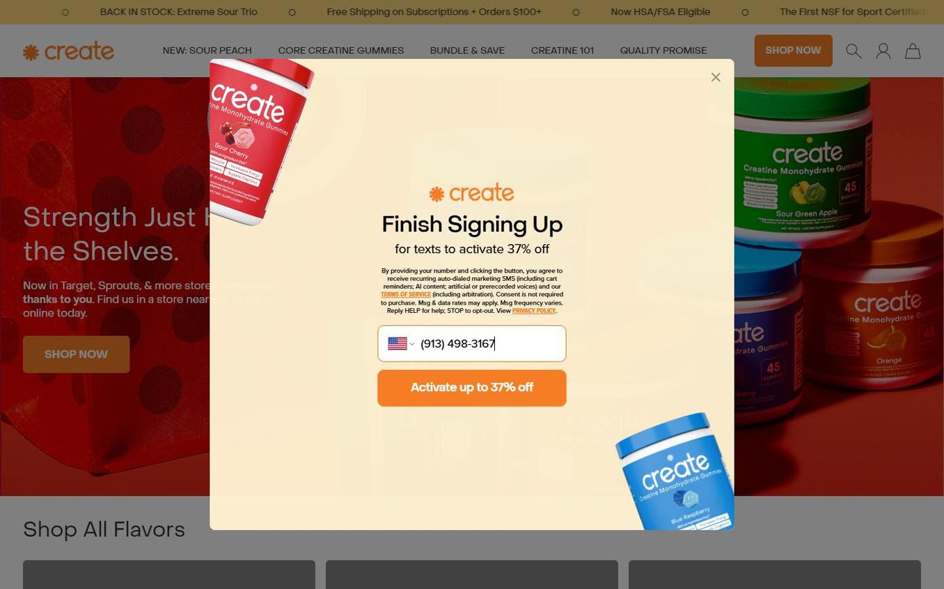 Create Wellness - Popup Step3 Phone Filled