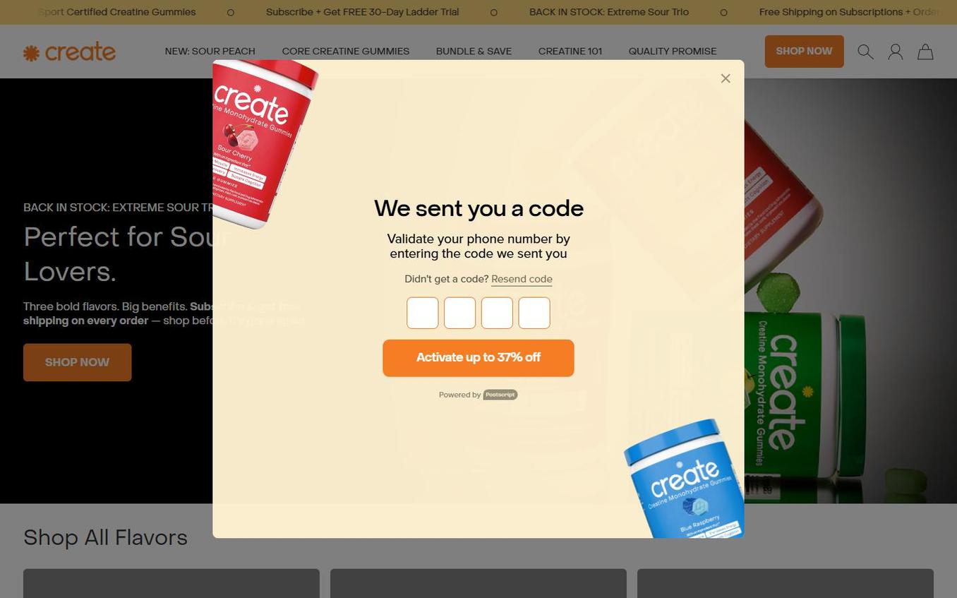 Create Wellness - Popup Step4 Phone Verification