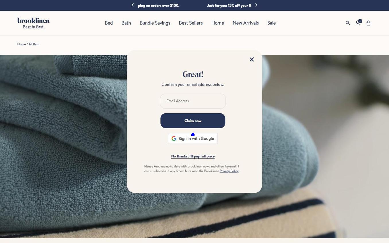 Brooklinen - Popup Step2 Email Field