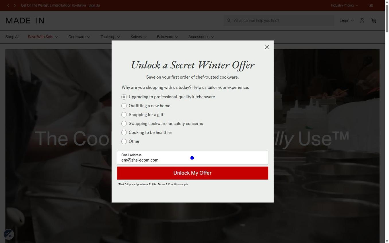 Made In Cookware - Email Step