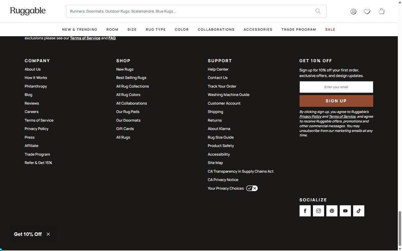Ruggable - Popup Dismissed Teaser Visible