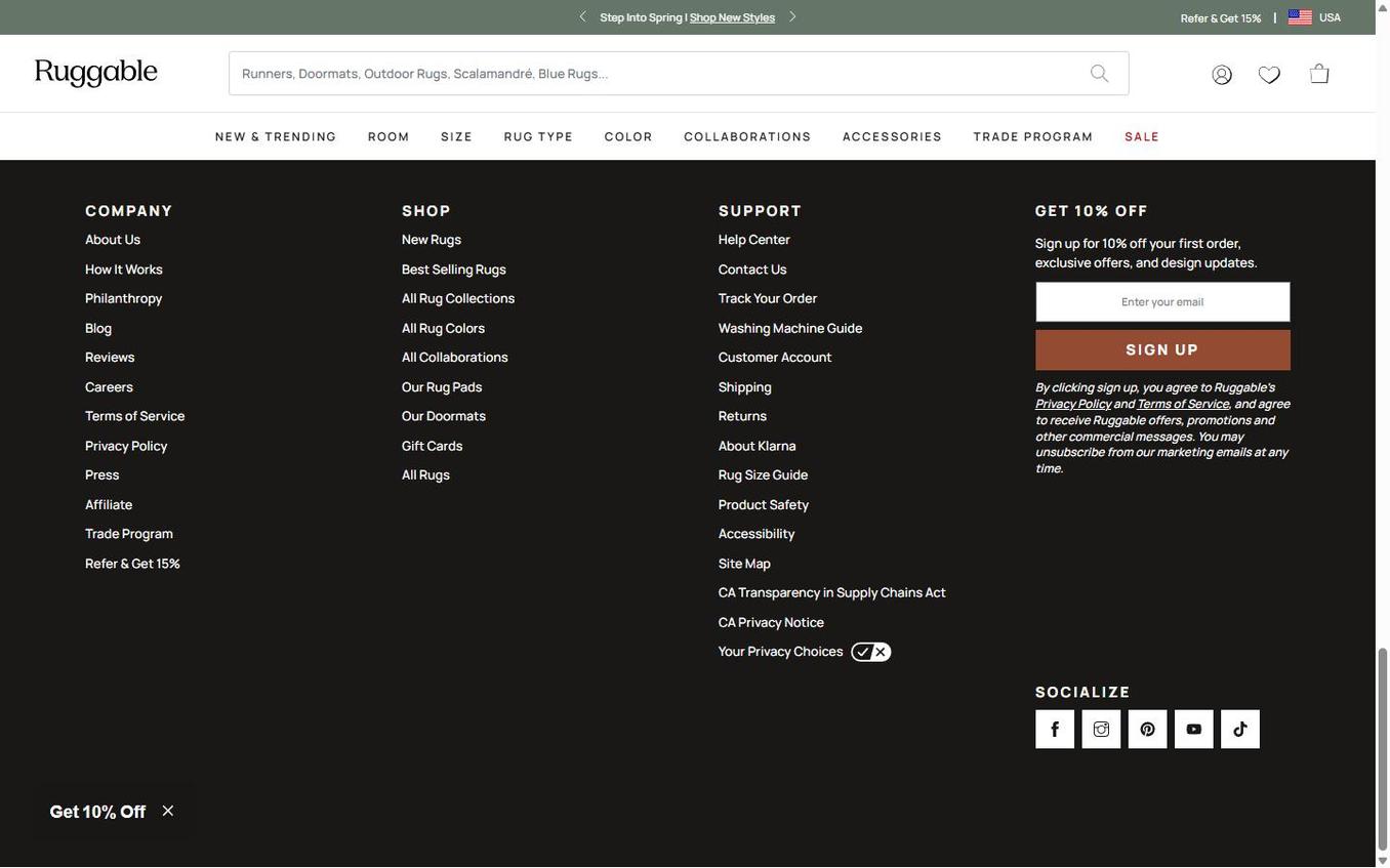 Ruggable - Footer With Teaser Bar