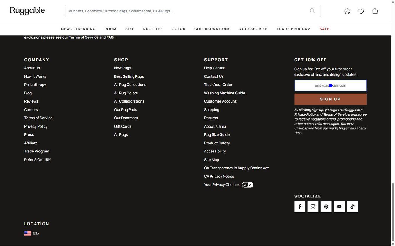 Ruggable - Footer Email Entered