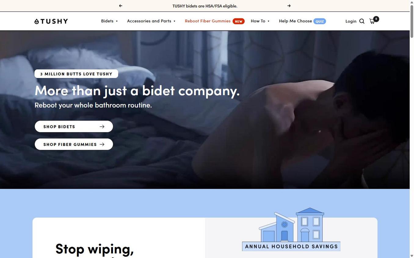 TUSHY - Initial Homepage