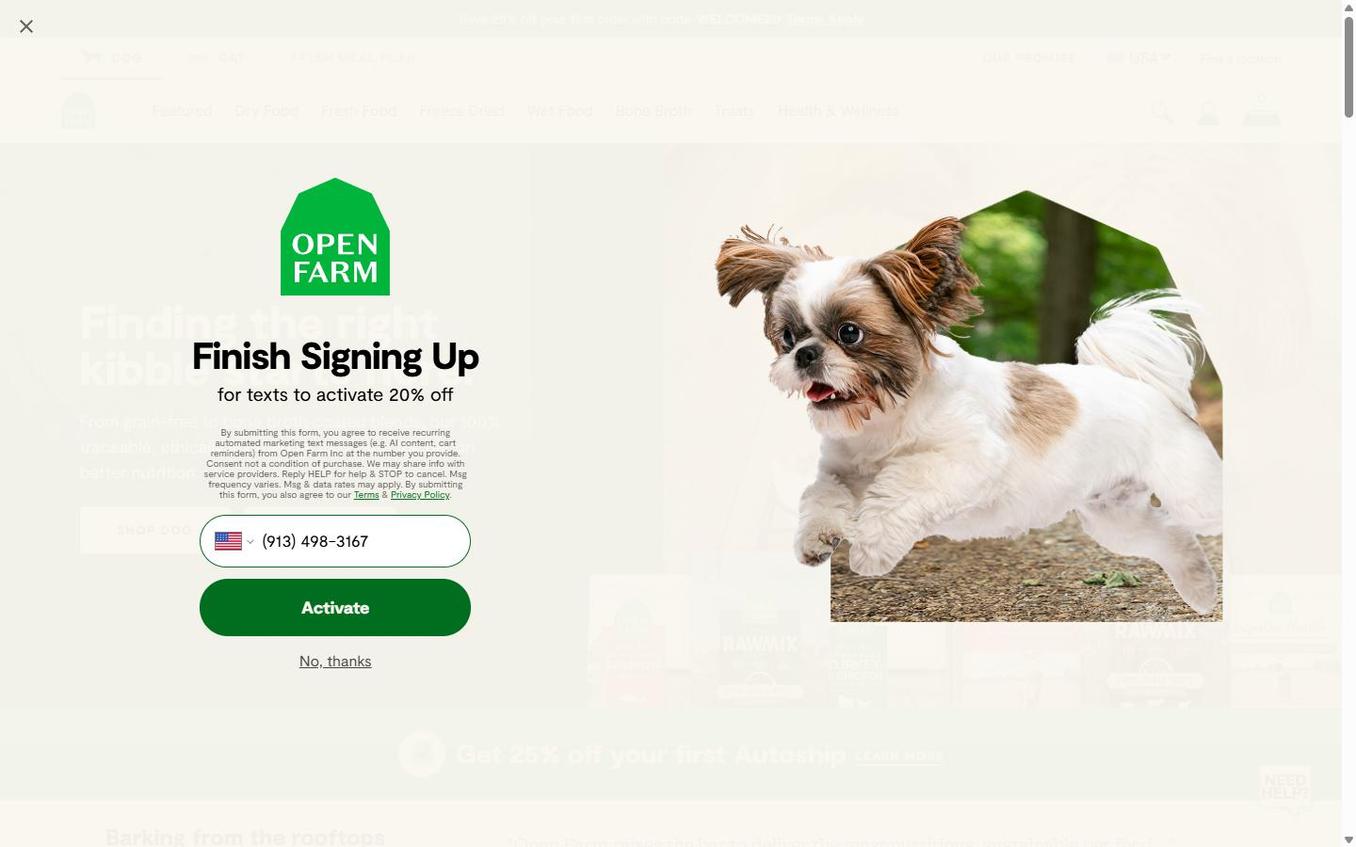 Open Farm - B Step3 Sms Entered